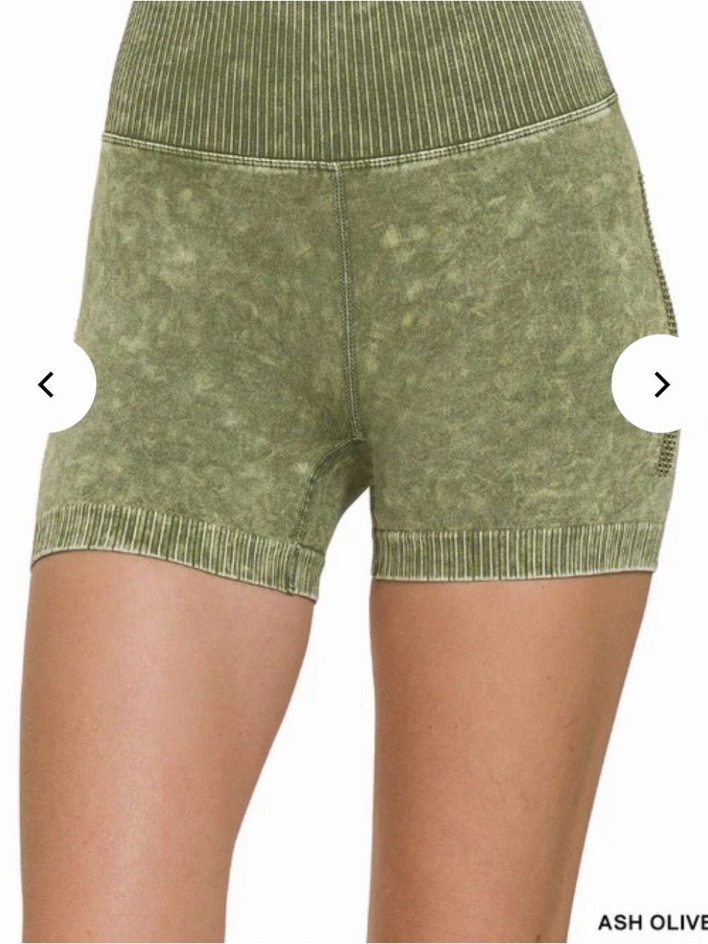 Zenana High Waisted Seamless Shorts Ash Olive Small Medium